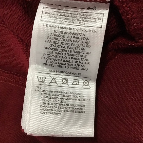 Adidas Trefoil Logo Hoodie in Burgundy Size Large. - Picture 11 of 12